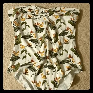 Strapless floral body suit